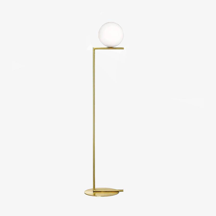 Lampadaire design doré LED avec boule de verre | Marco Lucetti Lampadaire