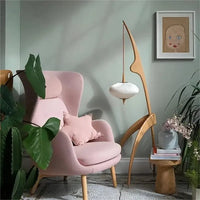 Lampadaire design en bois noyer avec lampe suspendue - Luxe contemporain | Marco Lucetti
