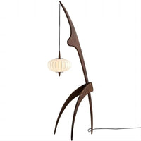 Lampadaire design en bois noyer avec lampe suspendue - Luxe contemporain | Marco Lucetti Noyer