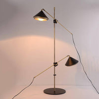 Lampadaire design "Glam Shine" avec 2 abat-jours ajustables sur pied doré | Marco Lucetti