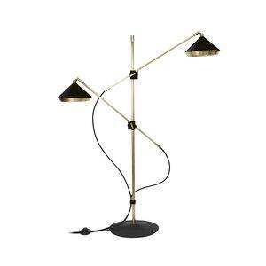 Lampadaire design "Glam Shine" avec 2 abat-jours ajustables sur pied doré | Marco Lucetti Noir