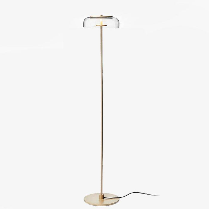 Lampadaire doré élégant avec abat-jour en verre incurvé | Marco Lucetti