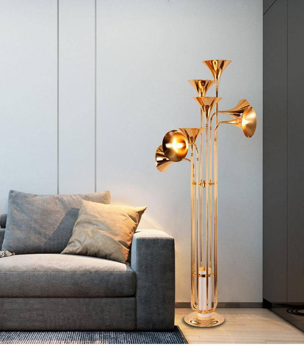 Lampadaire Doré LED Moderne de Foyer | Marco Lucetti