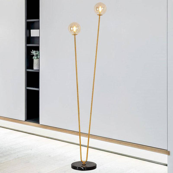 Lampadaire élégant à deux branches dorées | Marco Lucetti