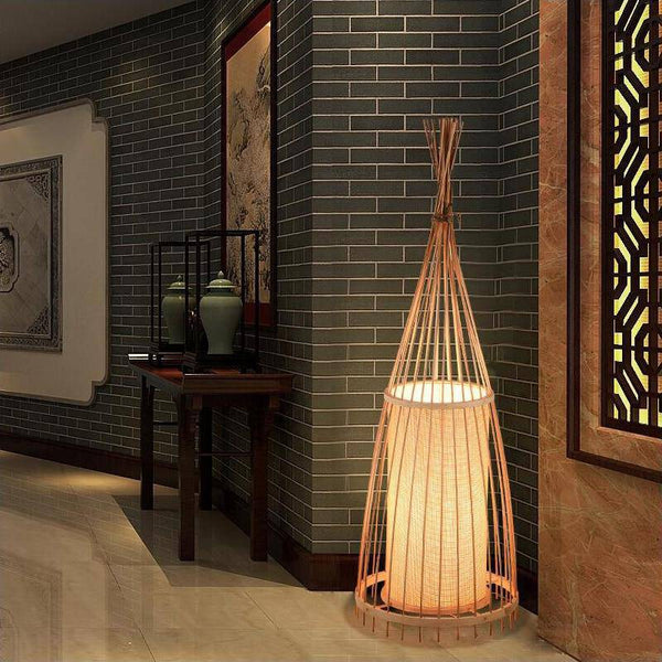 Lampadaire en bois bambou japonais | Marco Lucetti