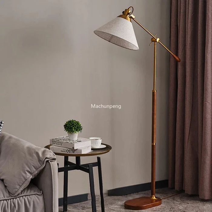 Lampadaire en bois massif avec abat-jour moderne. | Marco Lucetti