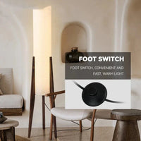 Lampadaire en bois massif - Collection Nordique - Abat-jour moderne en tissu - Pour chambre, salon, lecture, restaurant - Standing Lamp | Marco Lucetti