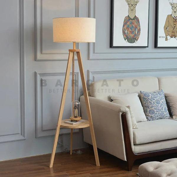 Lampadaire en bois moderne nordique pour salon et café LED Art déco | Marco Lucetti