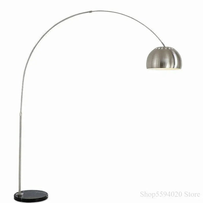 Lampadaire en marbre nordique pliant avec arc rotatif en argent