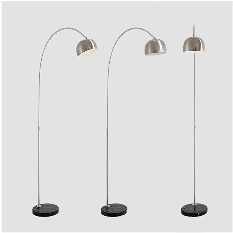 Lampadaire en marbre nordique pliant avec arc rotatif en argent