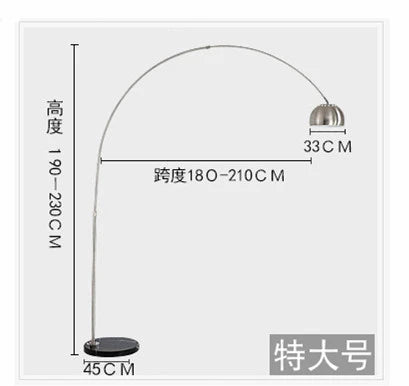 Lampadaire en marbre nordique pliant avec arc rotatif en argent