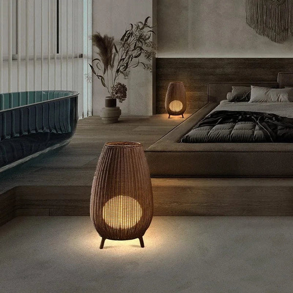 Lampadaire en rotin naturel inspiré d'Asie | Marco Lucetti