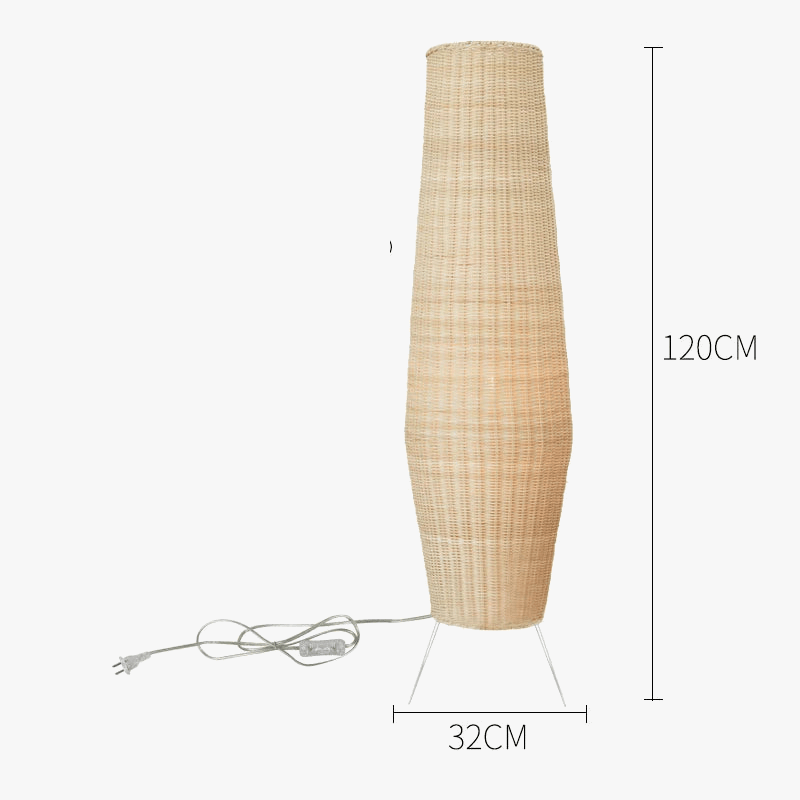 Lampadaire en rotin naturel minimaliste | Marco Lucetti