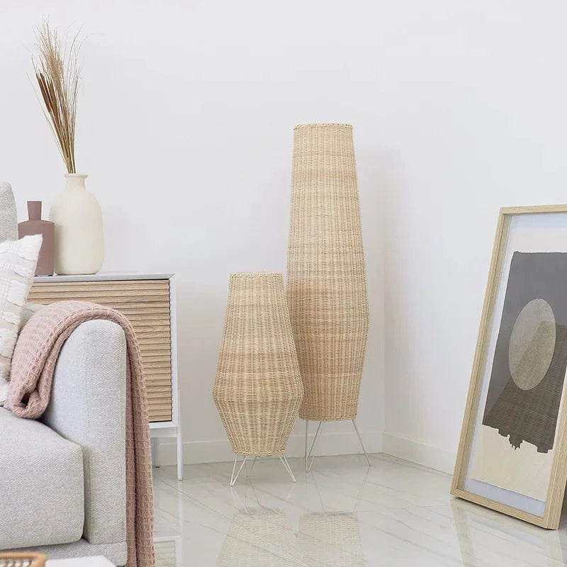 Lampadaire en rotin naturel minimaliste | Marco Lucetti
