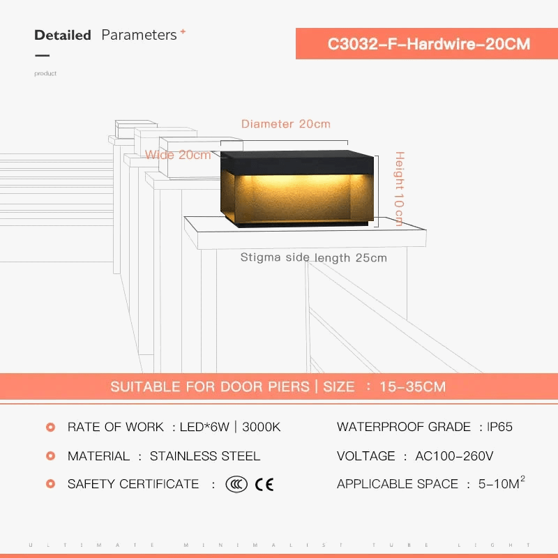 Lampadaire extérieur étanche pour clôture et porte de paysage - Gamme Premium | Marco Lucetti