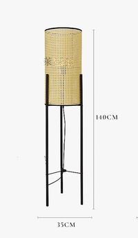 Lampadaire japonais LED en bambou et rotin - Déco moderne | Marco Lucetti