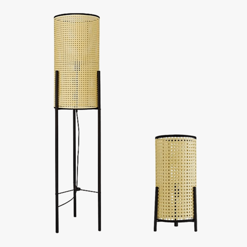 Lampadaire japonais LED en bambou et rotin - Déco moderne | Marco Lucetti