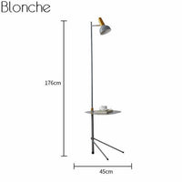 Lampadaire LED ajustable avec table intégrée | Marco Lucetti Gris