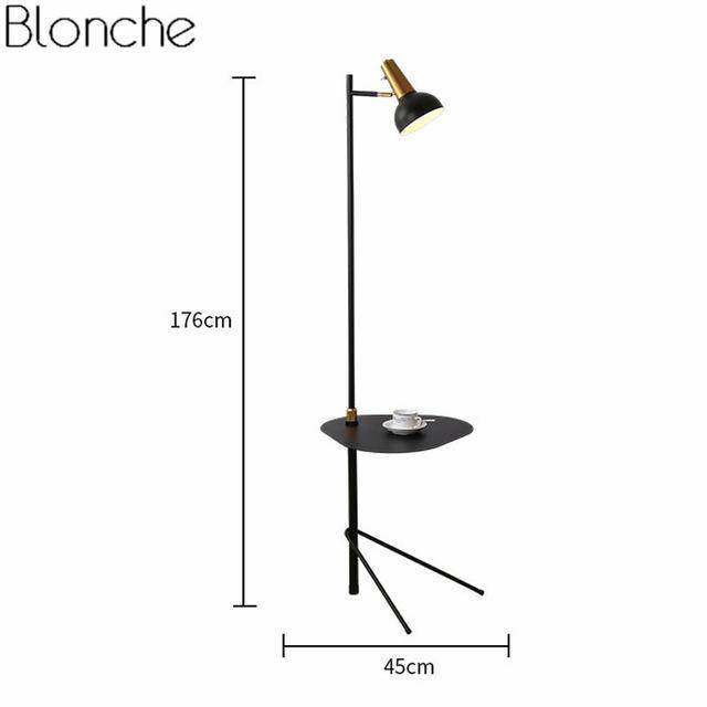 Lampadaire LED ajustable avec table intégrée | Marco Lucetti Noir