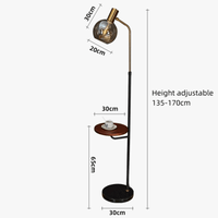 Lampadaire LED Ambre Verre Marbre avec Base en Bois pour Salon et Chambre | Marco Lucetti