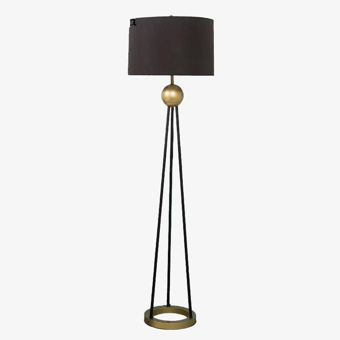 Lampadaire LED design avec boule dorée et abat-jour en tissu | Marco Lucetti
