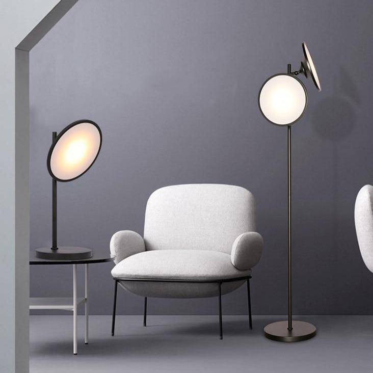 Lampadaire LED Design Nordic - Métal Noir, Cercle Lumineux | Marco Lucetti