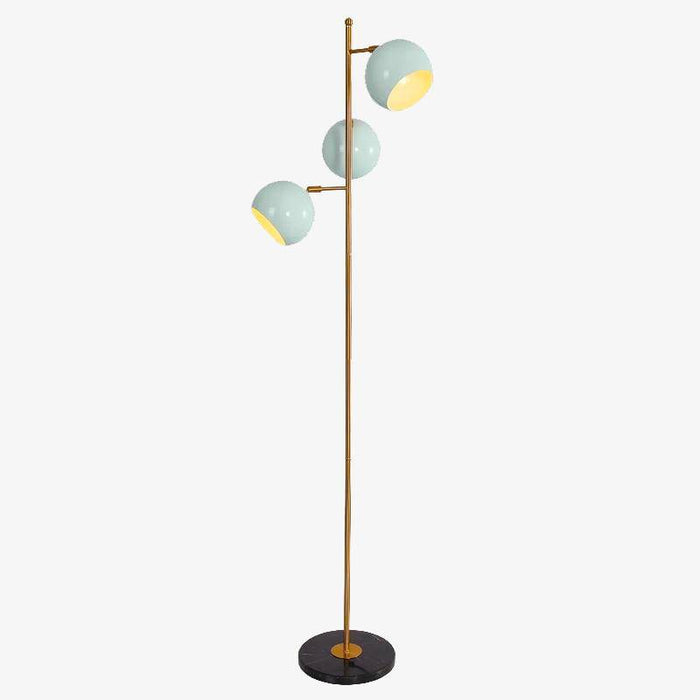 Lampadaire LED doré avec 3 lampes turquoises | Marco Lucetti