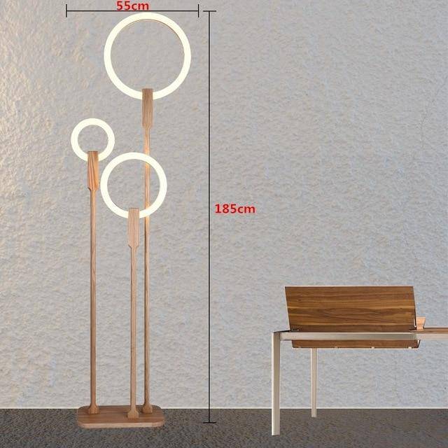Lampadaire LED en bois avec anneau - Design élégant | Marco Lucetti C