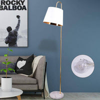 Lampadaire LED en marbre avec abat-jour doré | Marco Lucetti Blanc