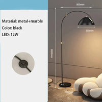 Lampadaire LED en marbre de luxe par un styliste italien | Marco Lucetti Noir / Lumière chaude