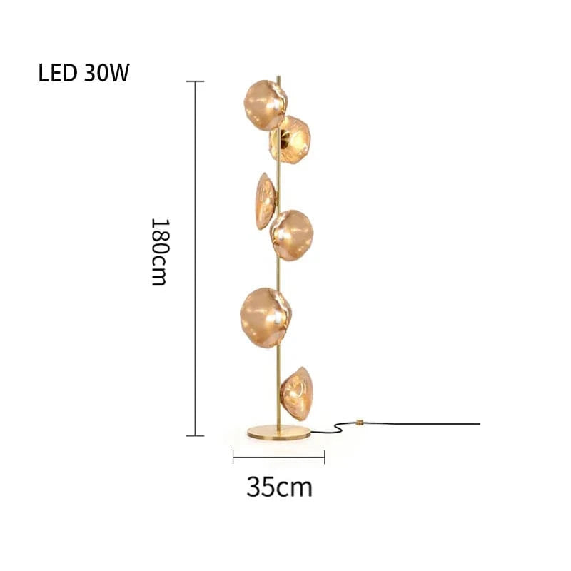 Lampadaire LED en verre chic | Marco Lucetti F Ambre-Or-6 / Lumière blanche
