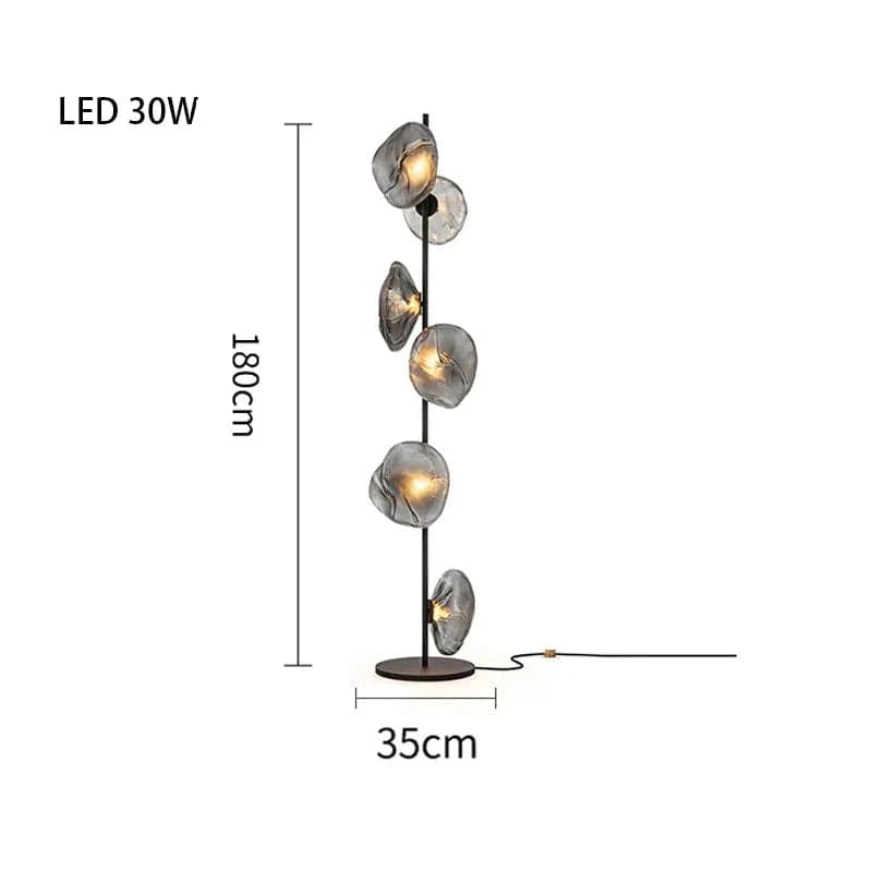 Lampadaire LED en verre chic | Marco Lucetti F Gris-Noir-6 / Lumière blanche