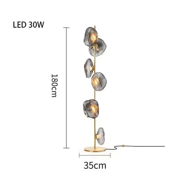 Lampadaire LED en verre chic | Marco Lucetti F Gris-Or-6 / Lumière blanche
