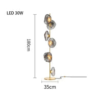 Lampadaire LED en verre chic | Marco Lucetti F Gris-Or-6 / Lumière blanche