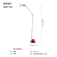 Lampadaire LED industriel design italien avec bras oscillant classique | Marco Lucetti Lampadaire rouge / Prise AU