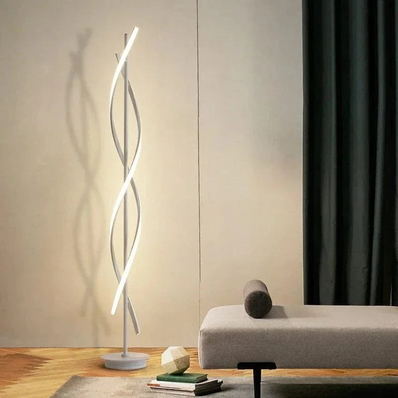 Lampadaire LED moderne en spirale en aluminium pour décoration intérieure - Idéal pour la chambre à coucher, le salon et la salle d'étude | Marco Lucetti