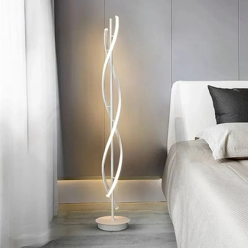 Lampadaire LED moderne en spirale en aluminium pour décoration intérieure - Idéal pour la chambre à coucher, le salon et la salle d'étude | Marco Lucetti