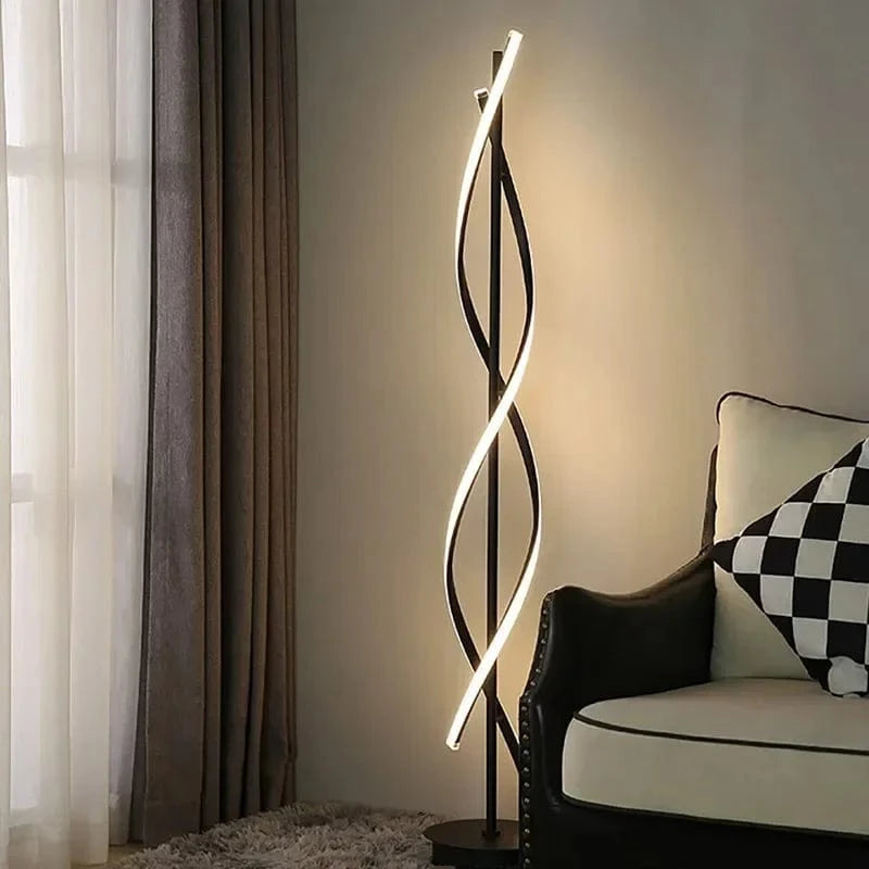 Lampadaire LED moderne en spirale en aluminium pour décoration intérieure - Idéal pour la chambre à coucher, le salon et la salle d'étude | Marco Lucetti