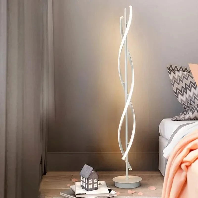 Lampadaire LED moderne en spirale en aluminium pour décoration intérieure - Idéal pour la chambre à coucher, le salon et la salle d'étude | Marco Lucetti