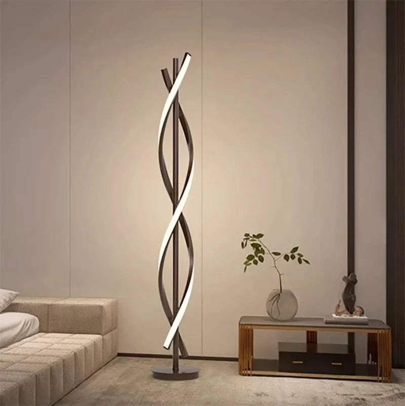 Lampadaire LED moderne en spirale en aluminium pour décoration intérieure - Idéal pour la chambre à coucher, le salon et la salle d'étude | Marco Lucetti