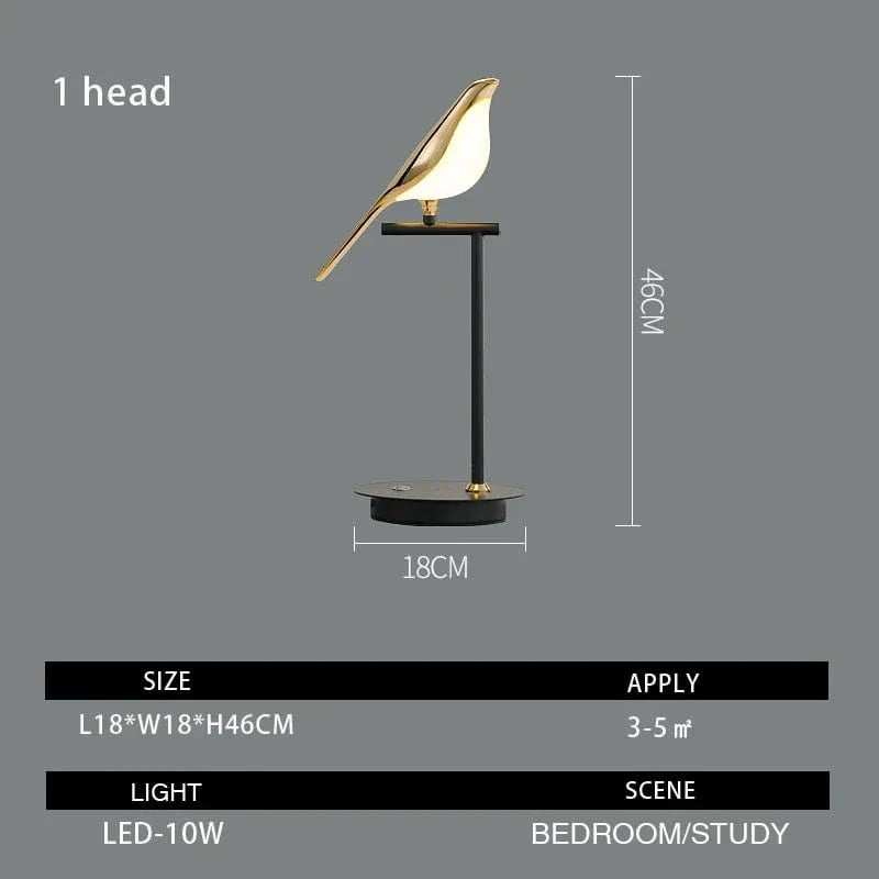 Lampadaire LED Nomi - Lampe Oiseau Postmoderne Galvanoplastie Doré - Design Luxe | Marco Lucetti 1 table d&#39;honneur / Lumière froide 6000K