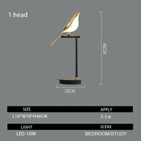 Lampadaire LED Nomi - Lampe Oiseau Postmoderne Galvanoplastie Doré - Design Luxe | Marco Lucetti 1 table d&#39;honneur / Lumière froide 6000K