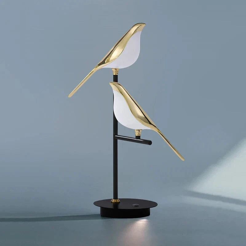 Lampadaire LED Nomi - Lampe Oiseau Postmoderne Galvanoplastie Doré - Design Luxe | Marco Lucetti