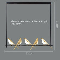Lampadaire LED Nomi - Lampe Oiseau Postmoderne Galvanoplastie Doré - Design Luxe | Marco Lucetti 5 têtes pendantes / Lumière froide 6000K