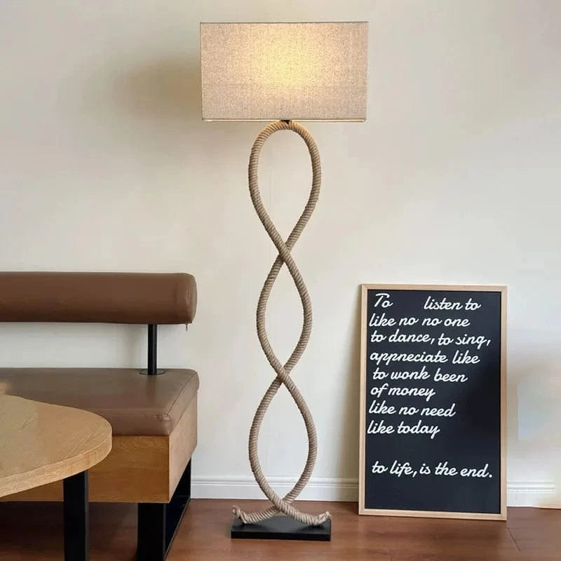 Lampadaire Led nordique rétro Wabi Sabi en corde de chanvre pour salon et chambre | Marco Lucetti