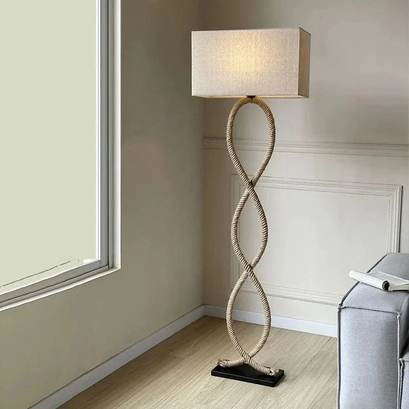 Lampadaire Led nordique rétro Wabi Sabi en corde de chanvre pour salon et chambre | Marco Lucetti