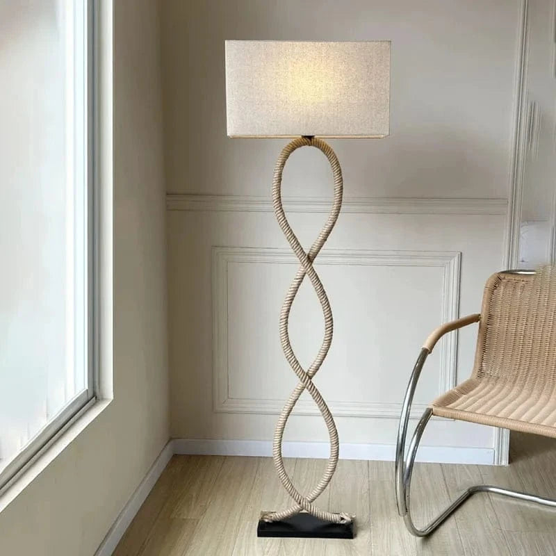 Lampadaire Led nordique rétro Wabi Sabi en corde de chanvre pour salon et chambre | Marco Lucetti