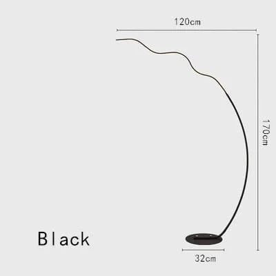 Lampadaire LED Ondulé avec Télécommande | Marco Lucetti Noir / Lumière chaude, pas de télécommande