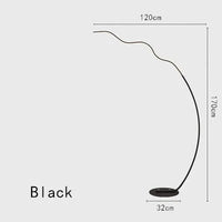 Lampadaire LED Ondulé avec Télécommande | Marco Lucetti Noir / Lumière chaude, pas de télécommande