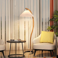 Lampadaire LED plissé en bois naturel et noyer - Design élégant | Marco Lucetti